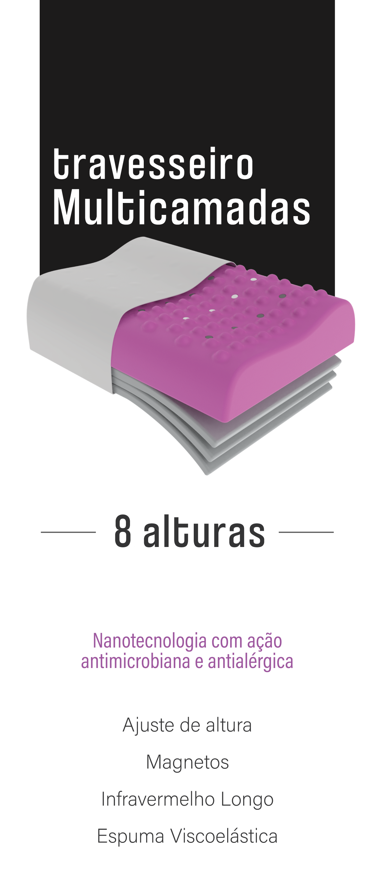 Travesseiro Cervical Multicamadas - Altura Ajustável
