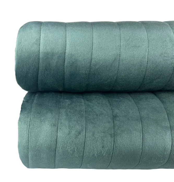 Colcha Botteh Veludo Matelassada Azul Persa – Queen