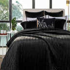 Colcha Emperador Veludo Matelassado Preta – Queen