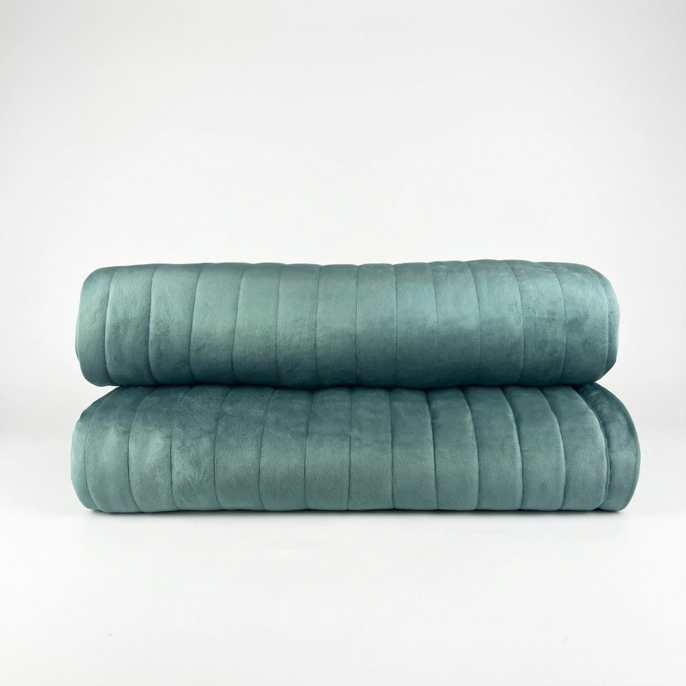 Colcha Botteh Veludo Matelassada Azul Persa – Queen