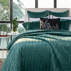 Colcha Botteh Veludo Matelassada Azul Persa – Queen